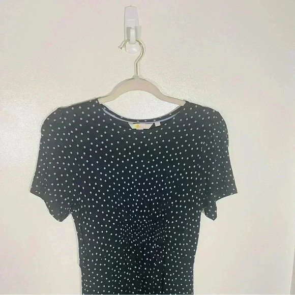 Boden Crew Neck Jersey Dress Mini Scattered Polka Dot Preppy Garden Party Light - Picture 4 of 8